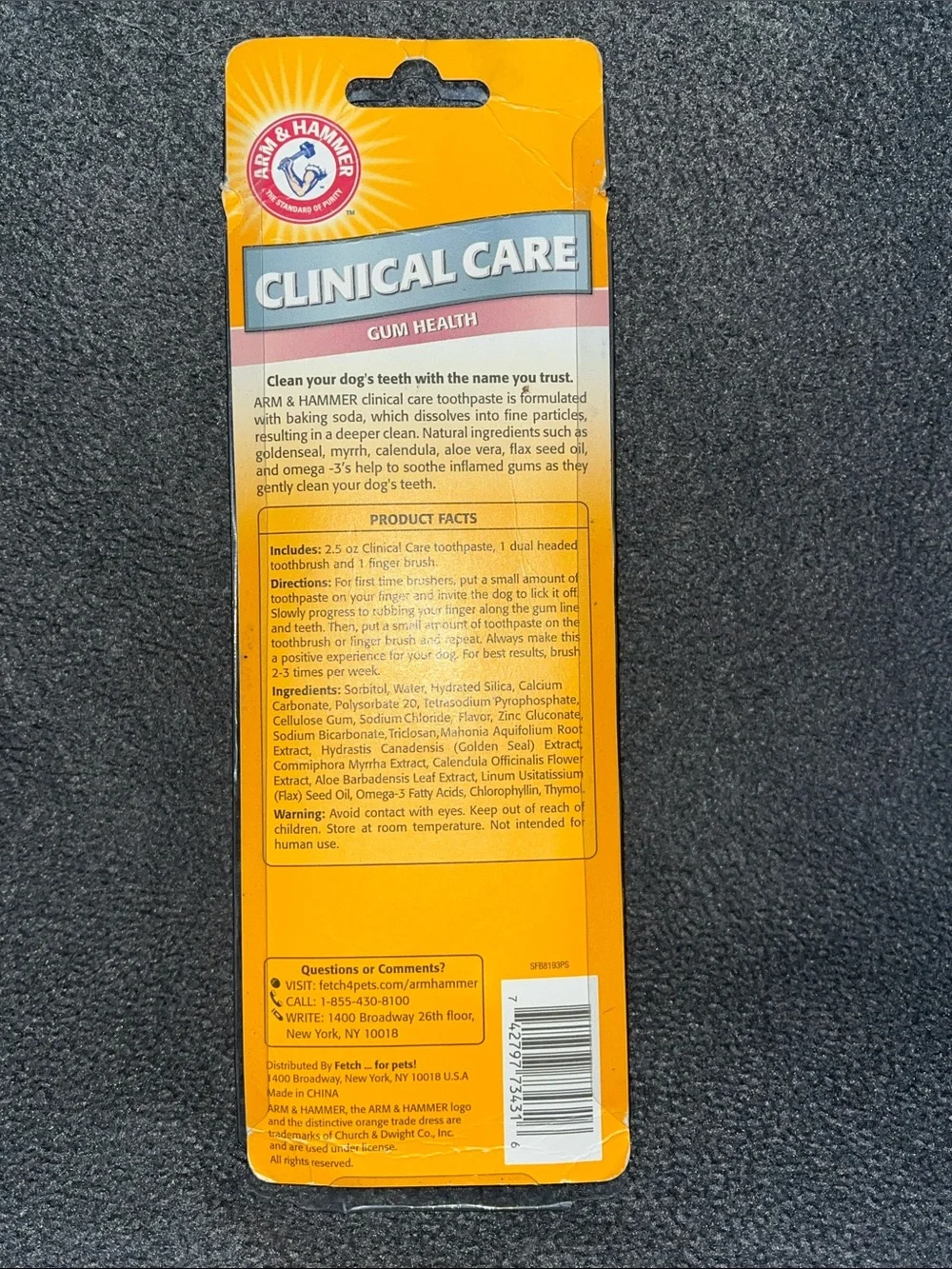 Clinical Care Max Strength Dog Toothbrush Set - Orange